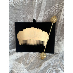 Peineta de Huertana con Pincho | Grabado Floral – Dorada, Plateada, Oro Viejo o Plata Vieja