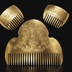 Peineta de jarrón dorada